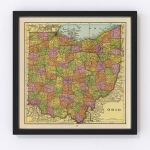 Vintage Map of Ohio 1909