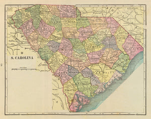 Vintage Map of South Carolina 1909