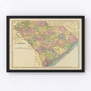 Vintage Map of South Carolina 1909