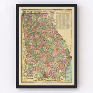 Vintage Map of Georgia 1909