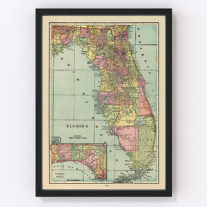 Vintage Map of Florida 1909