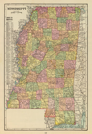 Vintage Map of Mississippi 1909