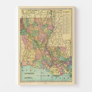 Vintage Map of Louisiana 1909