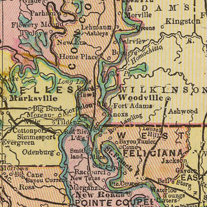 Vintage Map of Louisiana 1909