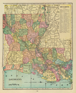 Vintage Map of Louisiana 1909