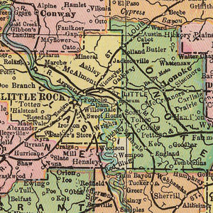 Vintage Map of Arkansas 1909