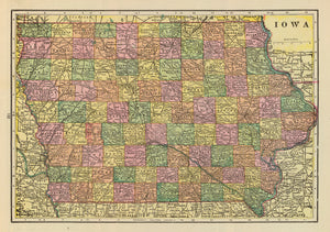 Vintage Map of Iowa 1909