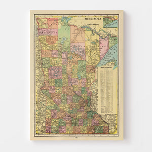 Vintage Map of Minnesota 1909