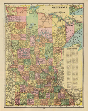 Vintage Map of Minnesota 1909
