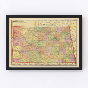 Vintage Map of North Dakota 1909