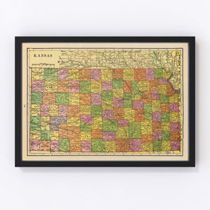 Vintage Map of Kansas 1909
