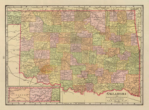 Vintage Map of Oklahoma 1909