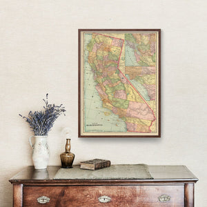 Vintage Map of California 1909