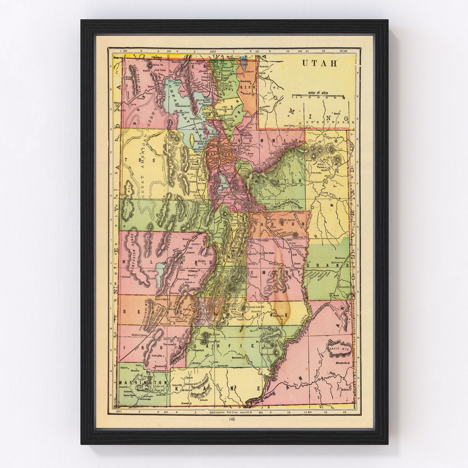 Vintage Map of Utah 1909