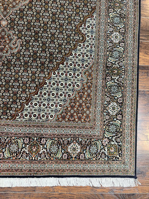 Wonderful Persian Tabriz Rug 7x10 ft, Very Fine 50 Raj 350 KPSI Oriental Carpet, Herati Mahi Pattern, Authentic Hand Knotted Handmade Wool Vintage