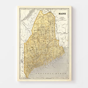 Vintage Map of Maine 1842