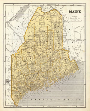 Vintage Map of Maine 1842