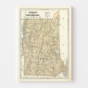 Vintage Map of Vermont & New Hampshire 1842