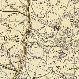 Vintage Map of Vermont & New Hampshire 1842