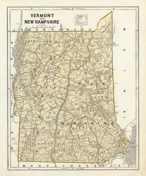 Vintage Map of Vermont & New Hampshire 1842