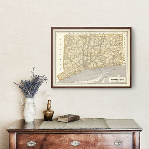 Vintage Map of Connecticut 1842