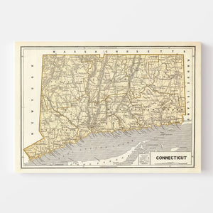 Vintage Map of Connecticut 1842