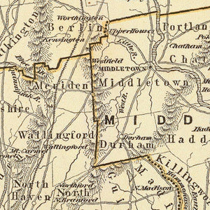 Vintage Map of Connecticut 1842