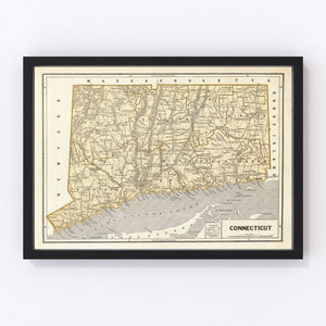 Vintage Map of Connecticut 1842