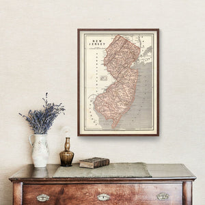 Vintage Map of New Jersey 1842