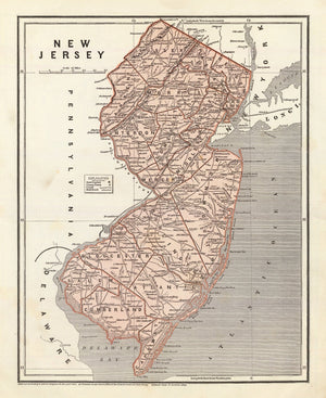 Vintage Map of New Jersey 1842