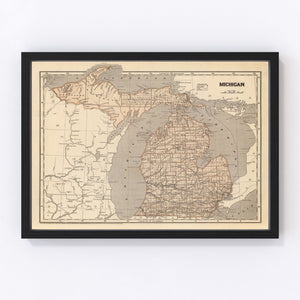 Vintage Map of Michigan 1842