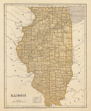 Vintage Map of Illinois 1842