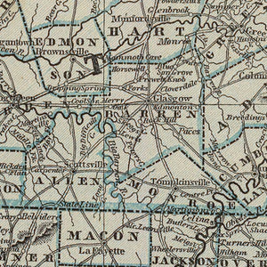 Vintage Map of Kentucky & Tennessee 1842