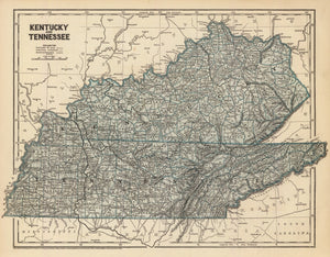 Vintage Map of Kentucky & Tennessee 1842