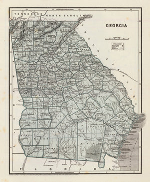 Vintage Map of Georgia 1842