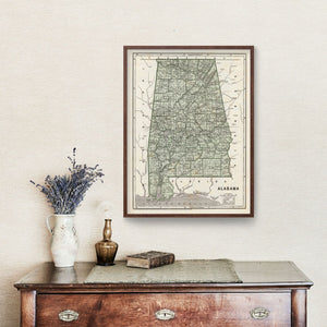Vintage Map of Alabama 1842