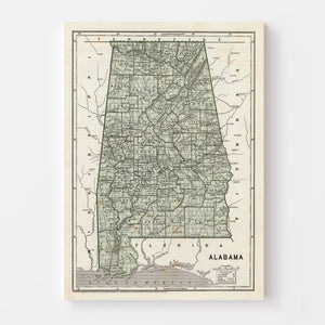 Vintage Map of Alabama 1842