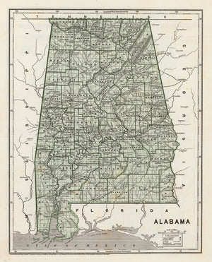 Vintage Map of Alabama 1842
