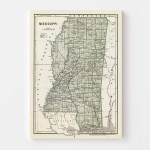 Vintage Map of Mississippi 1842