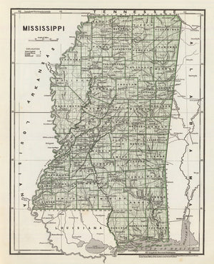 Vintage Map of Mississippi 1842