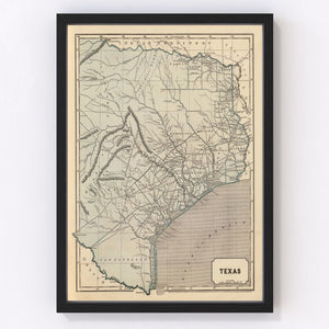 Vintage Map of Texas 1842