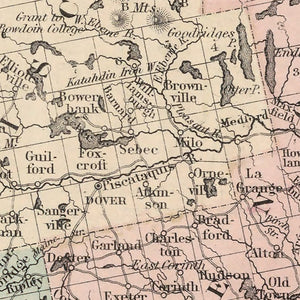 Vintage Map of Maine 1861