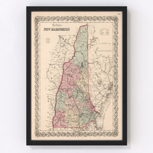 Vintage Map of New Hampshire 1861