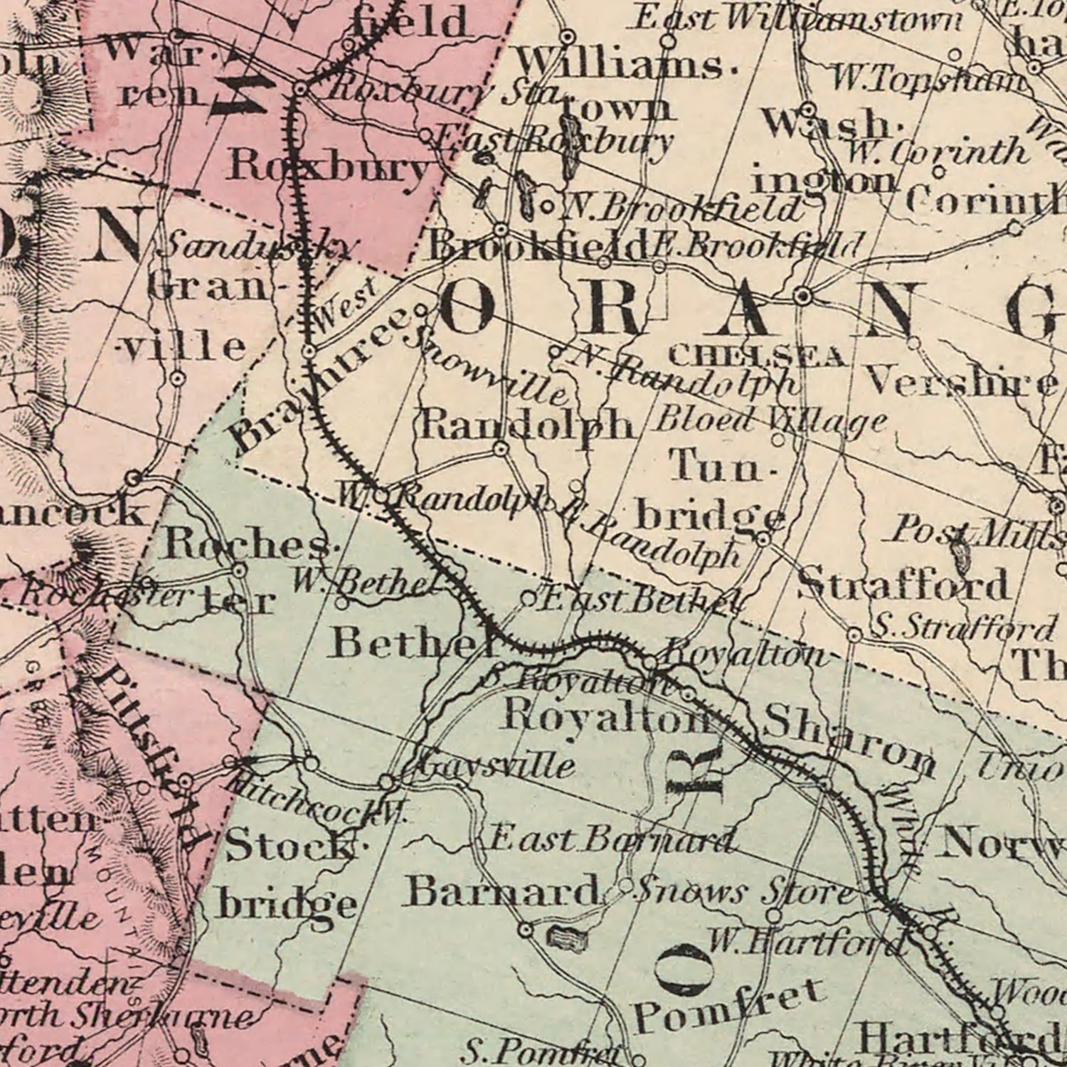 Vintage Map of Vermont 1861