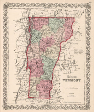 Vintage Map of Vermont 1861