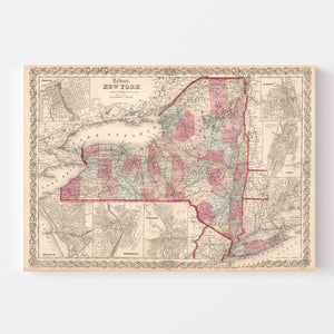 Vintage Map of New York 1861