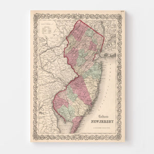 Vintage Map of New Jersey 1861
