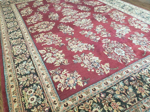 8' X 12' Vintage Handmade India Floral Oriental Wool Rug Veg Dyes Organic Red