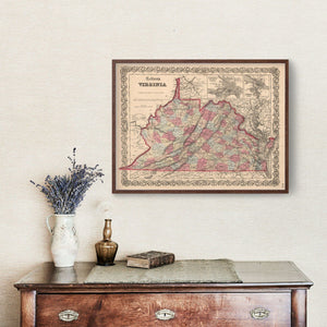 Vintage Map of Virginia 1861