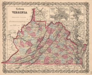 Vintage Map of Virginia 1861